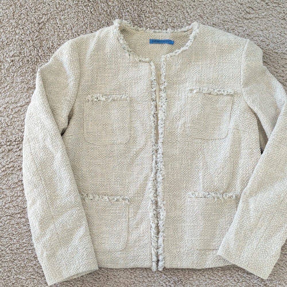 J. McLaughlin Cream Textured Women's Jacket